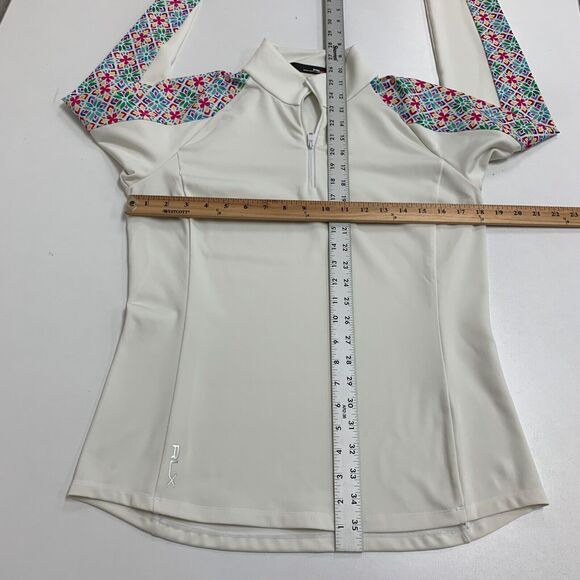 RLX Ralph Lauren Top Womens M Medium Ivory Floral Raglan Sleeve Quarter Zip Golf - Picture 7 of 14